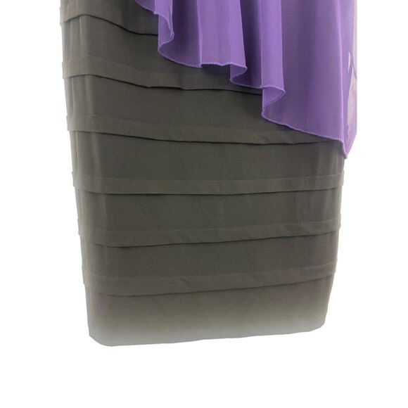 Size 14W 1X PURPLE/BLACK‎ CHIFFON/SHUTTER PLEAT CAPELET DRESS Wedding PLUS SIZE - Picture 3 of 6